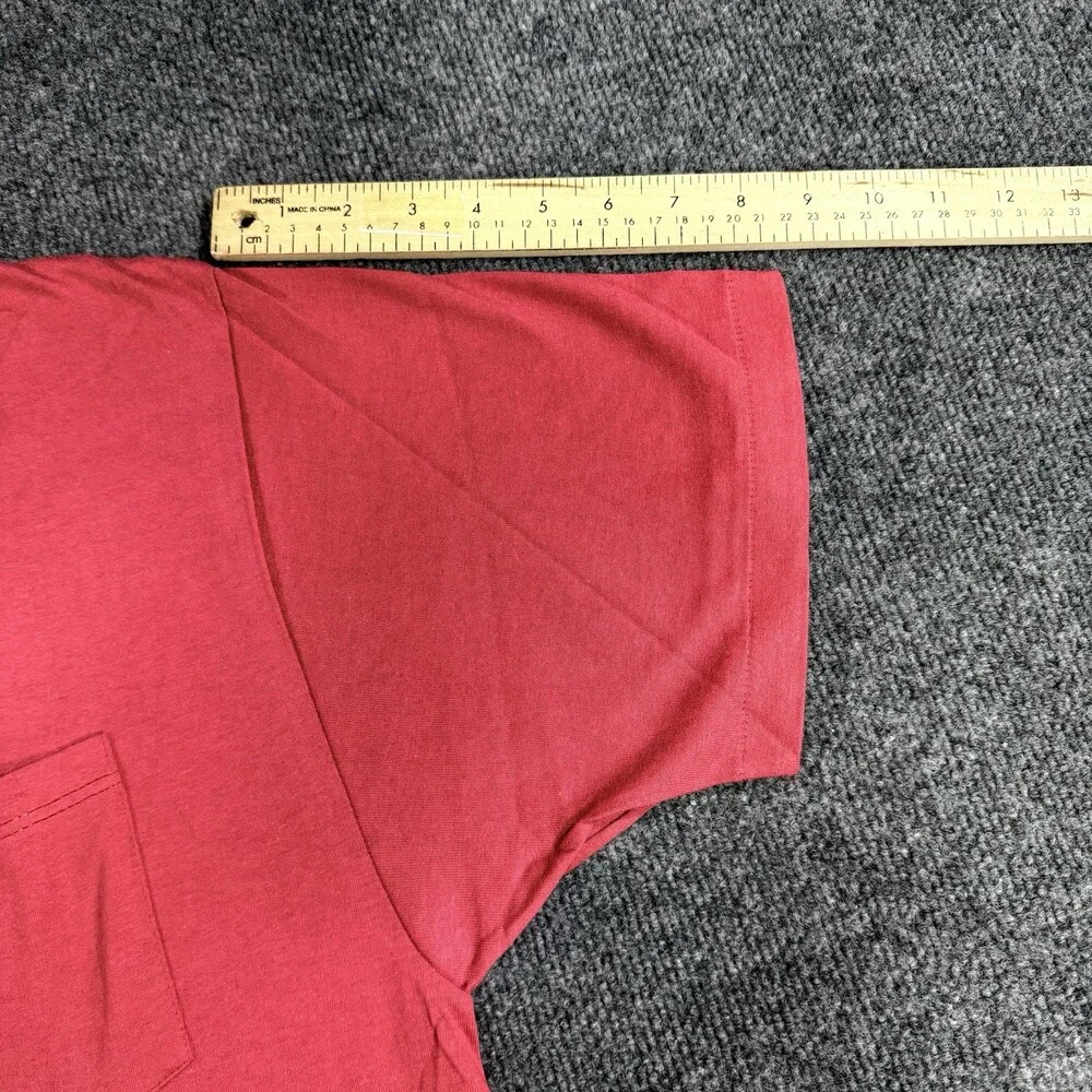 Hanes Mens Large Red Pocket T Shirt 100% Cotton Short Sleeve Crew Neck Basic Tee